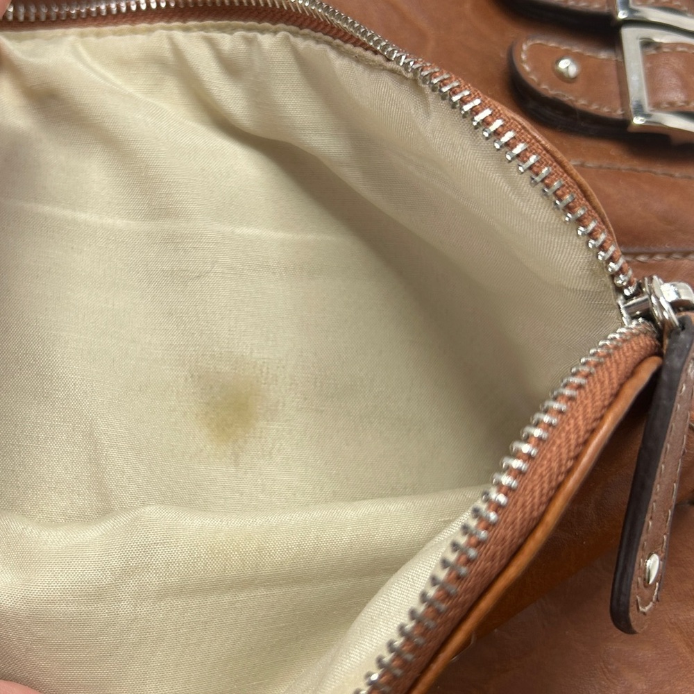 Nine West Brown Crossbody Bag Studs Zippers & Buckles Double Handle Purse - Picture 8 of 16